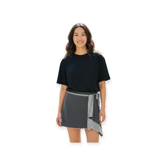 new Hard Tail ★ Float Layer Wrap Mini Skirt ★ Heather Grey ★ Super Soft Cotton ★ - Picture 15 of 16